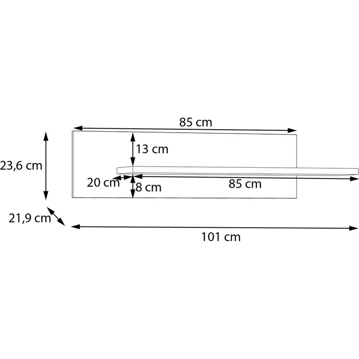 Wandboard >SKELPE< in Weiss / Artisan Eiche Dekor - 101x23,6x21,9cm (BxHxT) – Bild 5