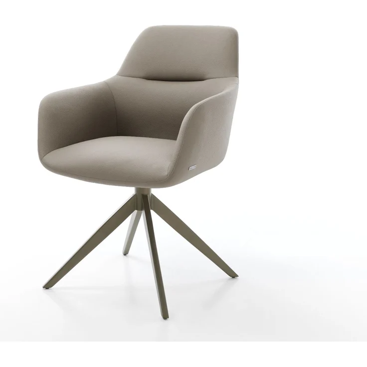 Drehstuhl Pejo-Flex Echt-Leder Schlamm Kreuzgestell breit Effektfinish Titan 360° drehbar Wippfunktion Taschenfederkern – Bild 1