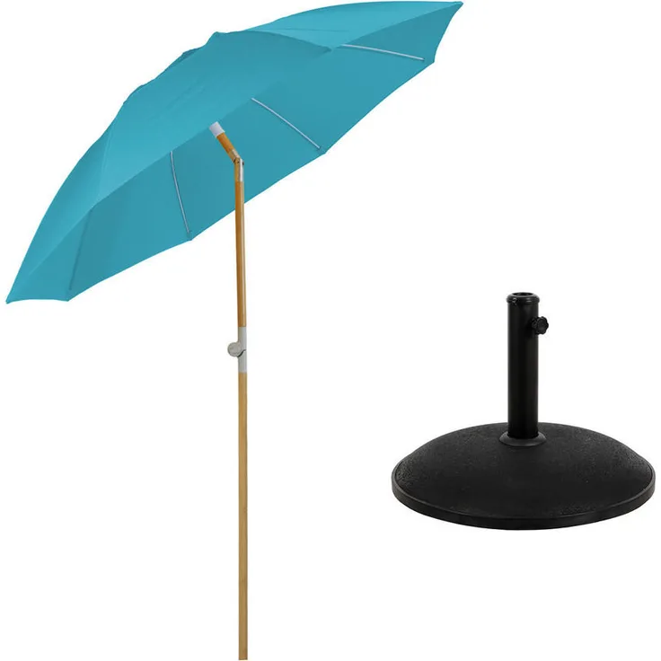 Svita Sonnenschirm, 200x200 cm, hellblau, textil, Sonnen- & Sichtschutz, verstellbar, mit Betonständer