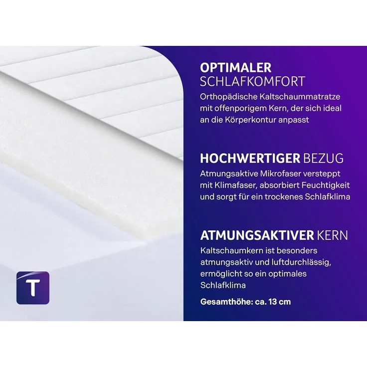 Traumnacht Easy Comfort Rollmatratze Öko-Tex zertifiziert, Härtegrad 3 (H3), 90x200 cm, produziert nach deutschem Qualitätsstandard – Bild 3