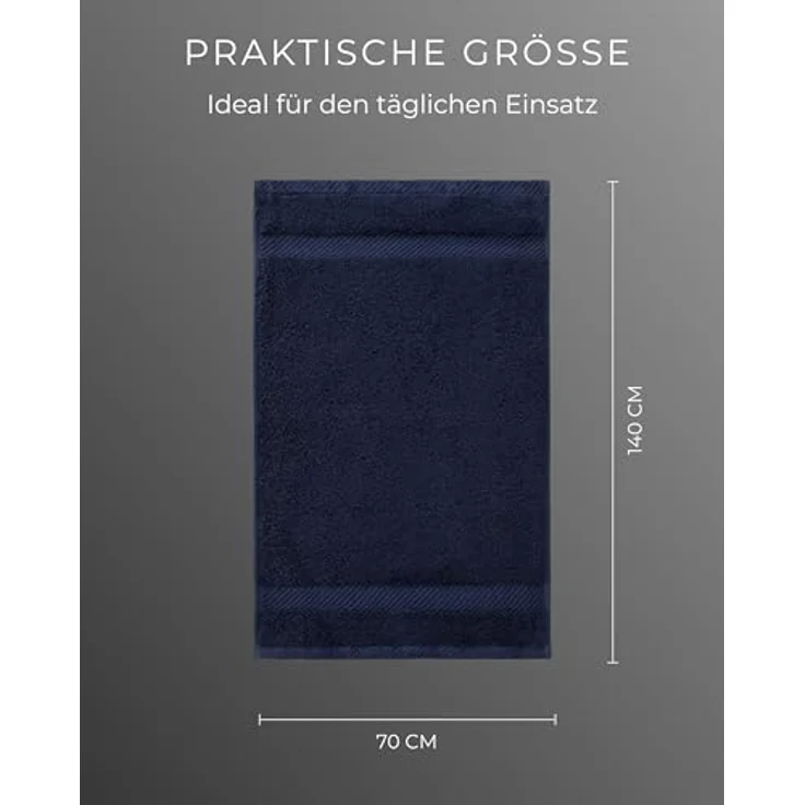 Luckytowel Duschtuch Set 70x140 cm, Oeko-TEX Badetücher aus 100% Baumwolle, 600 g/m², flauschig & saugstark, 4er Pack Dunkelblau – Bild 4
