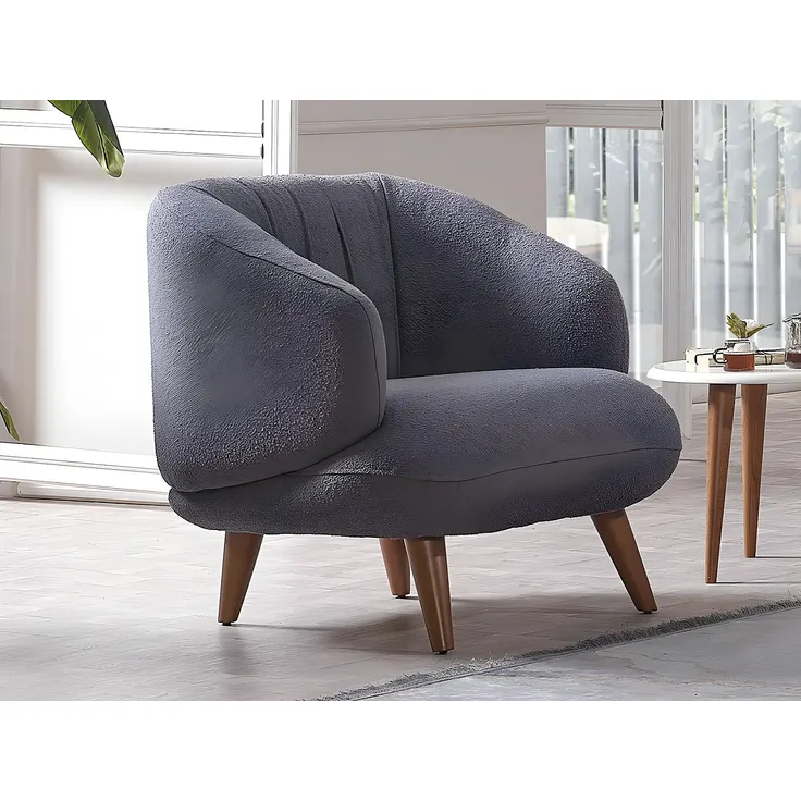 Vente-unique - JANINA Sessel StoffStoff Grau - B 85 cm x H 78 cm x L 78 cm – Bild 2
