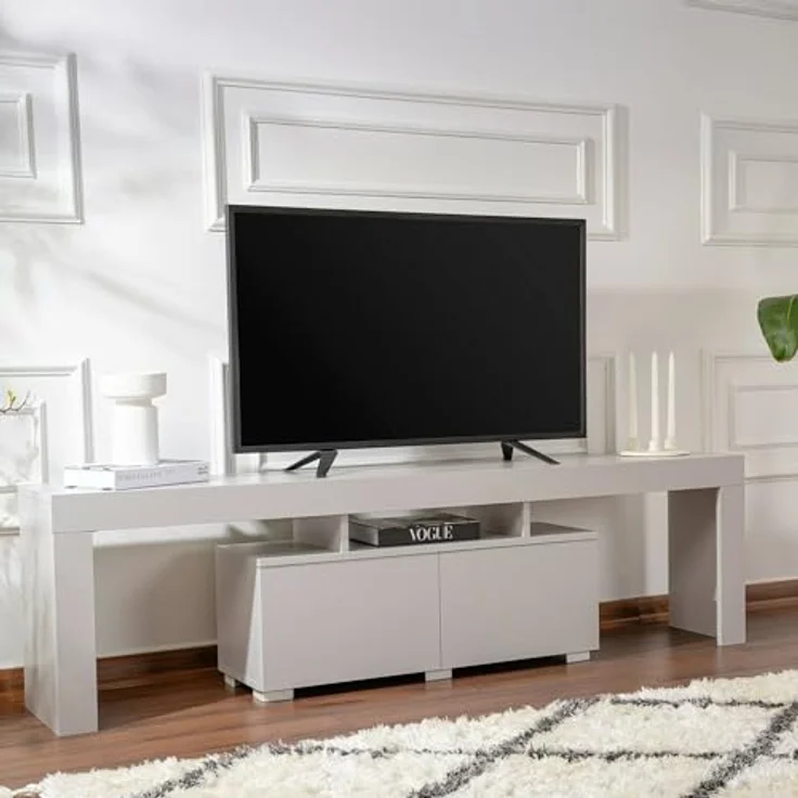 Dmora TV-Schrank Govone 180x31,3x50h cm Grau 2 Böden, 2 Türen – Bild 1