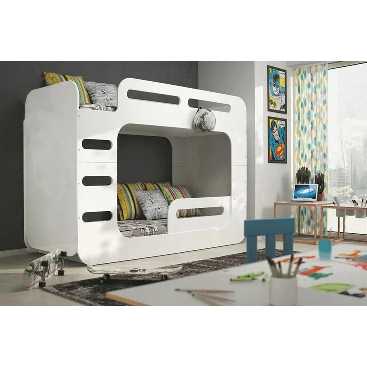 BMS Etagenbett für Kinder MAX 2 Weiß 2 Schlafplätze 80x200 – Bild 2