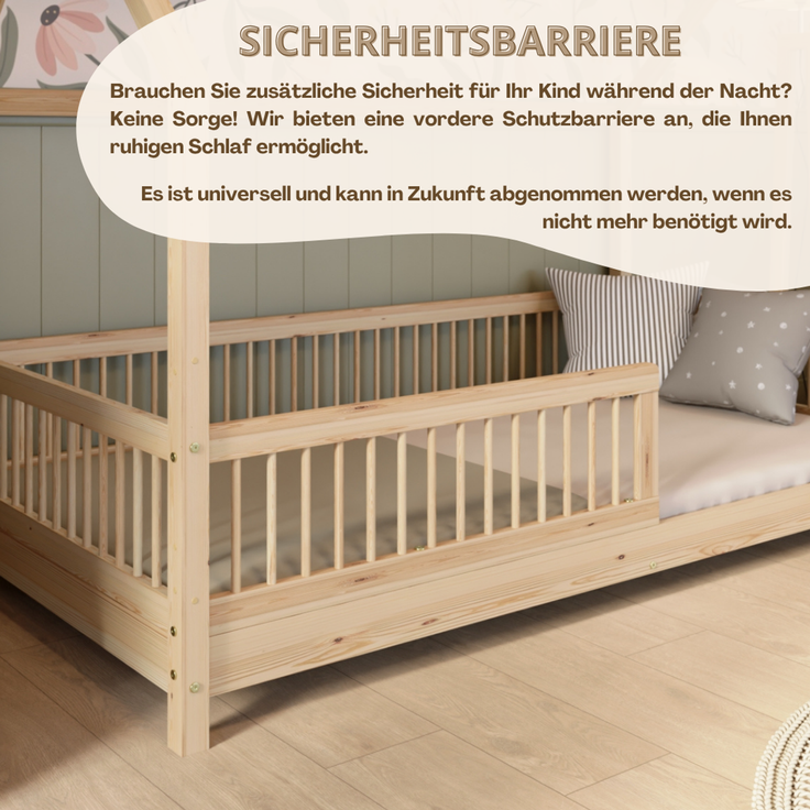 Crazy Pine 'Crazy Polly' Hausbett mit Rausfallschutz, Holz natur, 90x190 cm – Bild 7