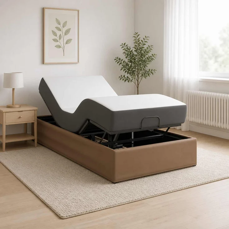 vidaXL Elektrisch verstellbares Bettgestell Hellbraun 42037315 – Bild 1