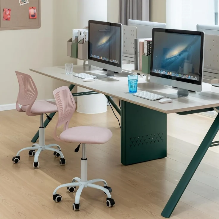 Ergonomischer Schreibtischstuhl Leinenstoff höhenverstellbar Bürostuhl Kinder – Bild 7