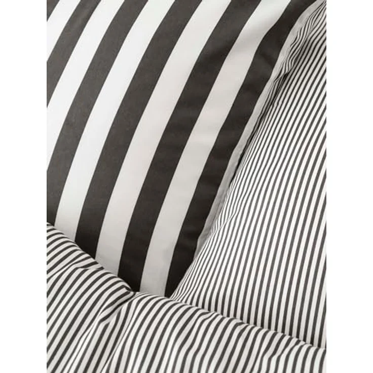 Marc O Polo Mako-Satin Bettwäsche Classic Stripe|155x220 cm + 80x80 cm| anthracite – Bild 5
