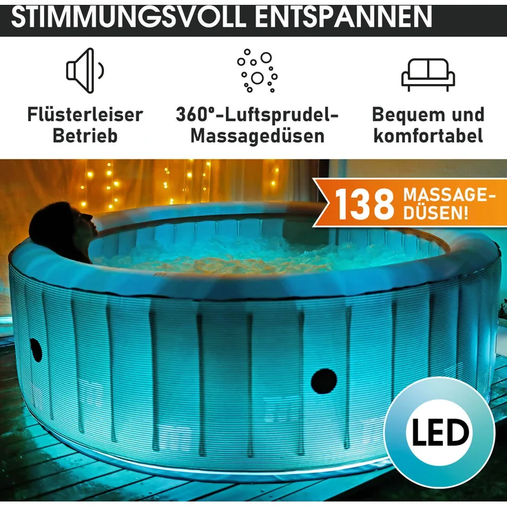 BRAST 'MSpa Starry' Whirlpool aufblasbar mit LED-Beleuchtung für 6 Personen, Ø204x70 cm – Bild 3