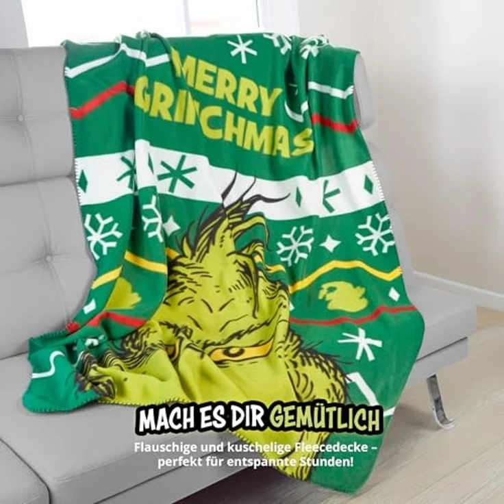 Wohndecke The Grinch Fleecedecke Merry Grinchmas Kuscheldecke 130 x 170 cm, United Labels® – Bild 3