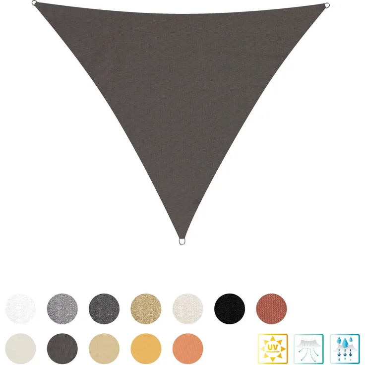 Lumaland Sonnensegel Polyester Dreieck 3 x 3 x 3 Meter Dunkelgrau