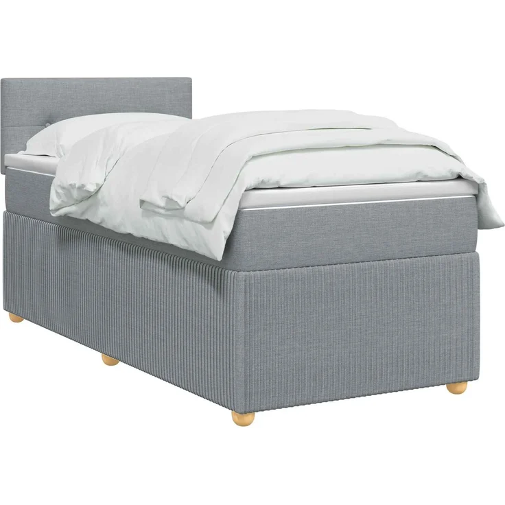 vidaXL Boxspringbett mit Matratze Hellgrau 100 x 200 cm Stoff 3452862 – Bild 3