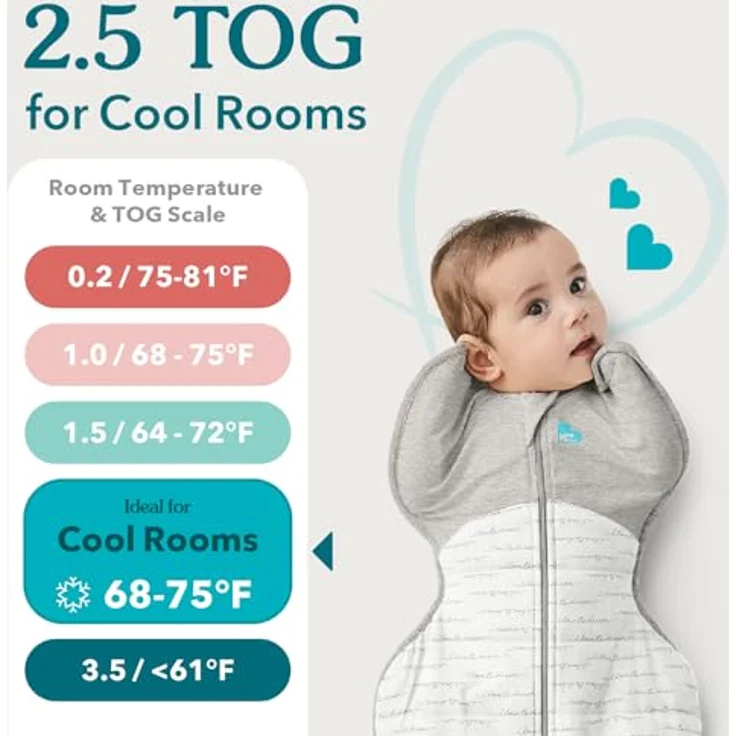 Love To Dream Pucksack, Baby Erstausstattung, ideal für kühle Temperaturen (16-20°C), Arme hoch Position, zweiweg-Reißverschluss für einfaches Windelwechseln, Schlafsack Weiß, Klein (3,5–6 kg) – Bild 5