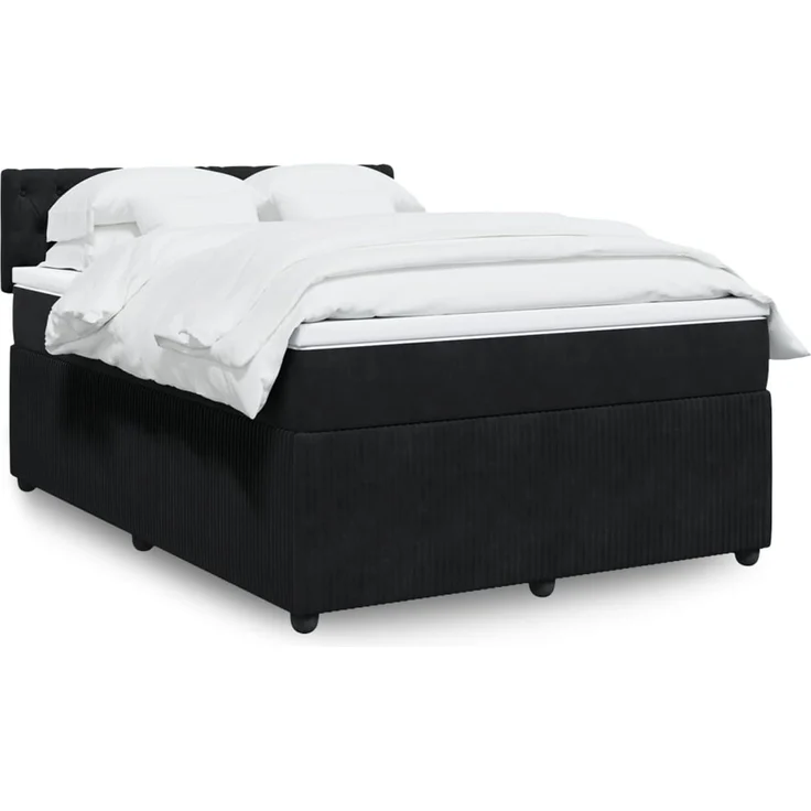 vidaXL Boxspringbett mit Matratze Schwarz 160x200 cm Samt 3287790 – Bild 1