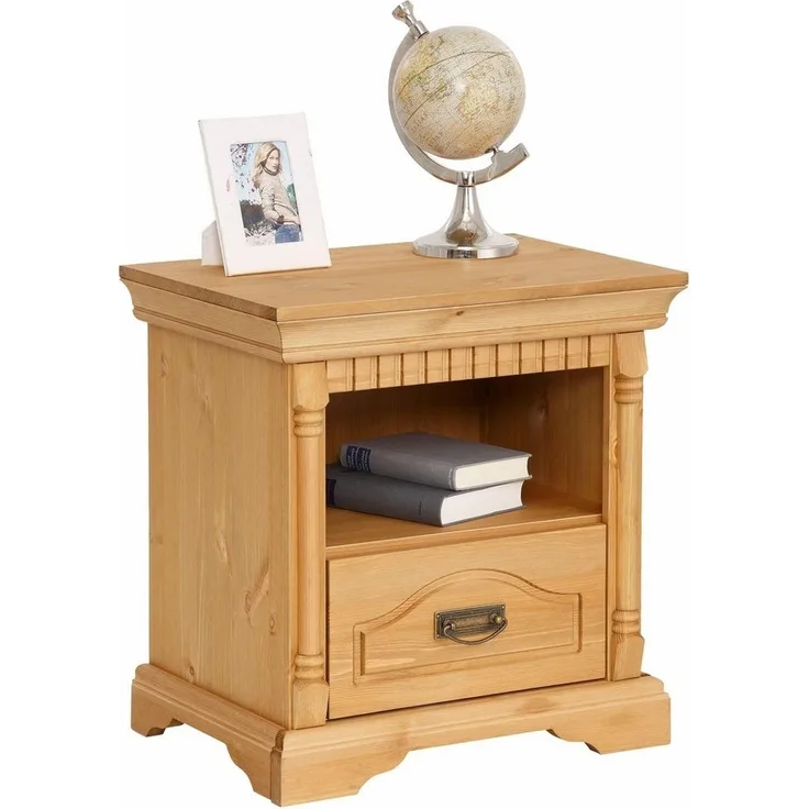 Home affaire Nachtkonsole Graz, aus massiver Kiefer, mit aufwendigen Details, Breite: 55 cm