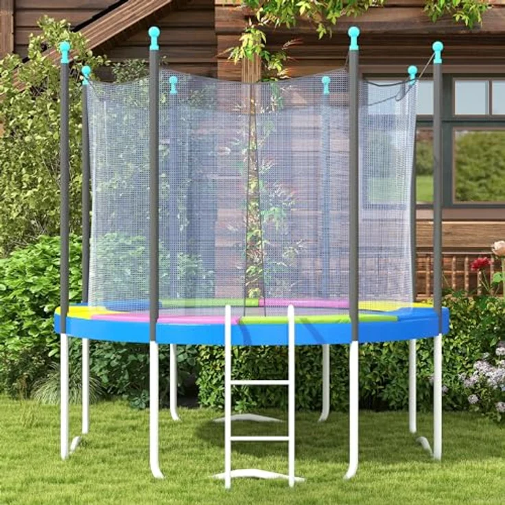 SPORTNOW Trampolin-Randpolsterung, Kunststoff PE, mehrfarbig, Ø244 x 30H cm, wasserabweisend und stoßdämpfend – Bild 8