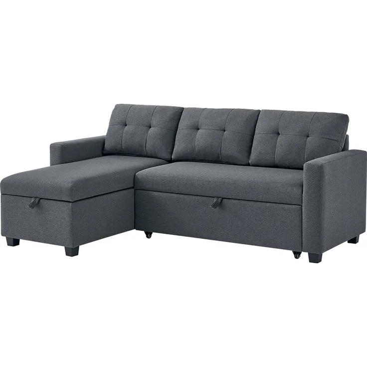 Sofa L Form Campina Grau 226 x 163 cm mit Schlaffunktion Vitalispa