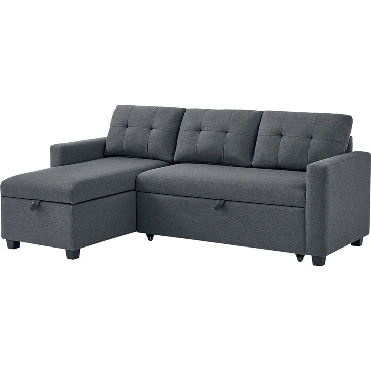 Sofa L Form Campina Grau 226 x 163 cm mit Schlaffunktion Vitalispa – Bild 1
