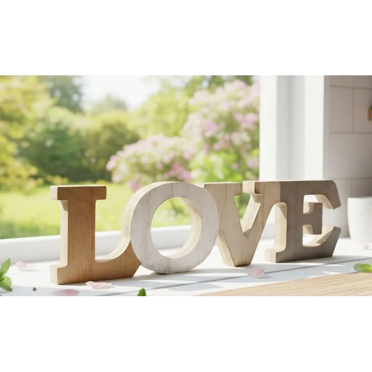 LB H&F Lilienburg Deko-Buchstaben Schriftzug Deko Dekoration Aufsteller Figur Dekoobjekt Holz (Liebe Verliebt verliebte Liebe Muttertag Hochzeitsgeschenk Dekoobjekt Fensterdeko Holzdeko Tischdeko Gastgeschenk Valentinstag Valentinsgeschenk Jahrestag Ho...