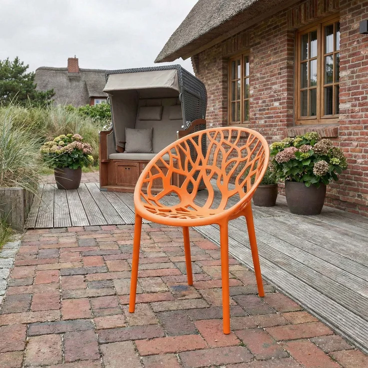 CLP Gartenstuhl Hope mit Lehne stapelbar wetterfest UV-beständig bis 150 kg,orange – Bild 3