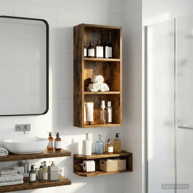 vidaXL Badezimmer-Wandschrank Geräucherte Eiche 30 x 14 x 70 cm 889331 – Bild 1