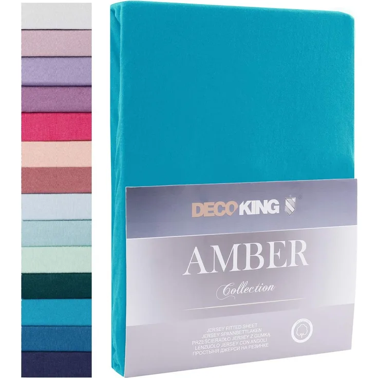 DecoKing Spannbettlaken 160x200 180x200 cm Zyan Blau Spannbetttücher Jersey 100% Baumwolle Boxspringbett Amber 160x200 180x200
