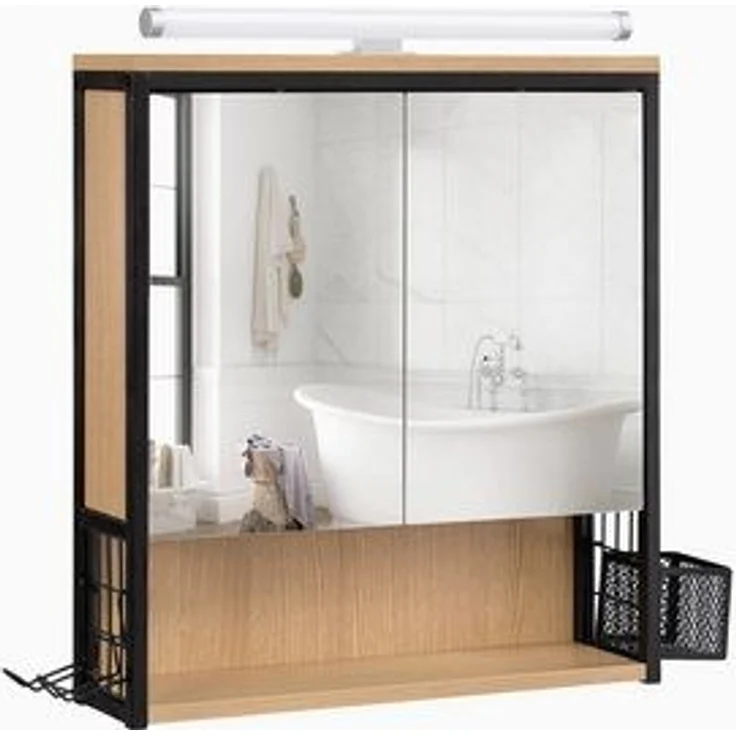 EUGAD Spiegelschrank (1-St) mit Beleuchtung hängend aus MDF Metall – Bild 6