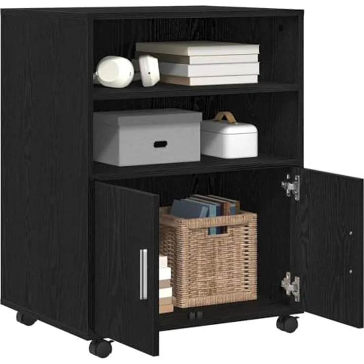 vidaXL Schrank mit Regal Schwarz Eichen-Optik 60 x 48 x 74,5 cm 869242 – Bild 2