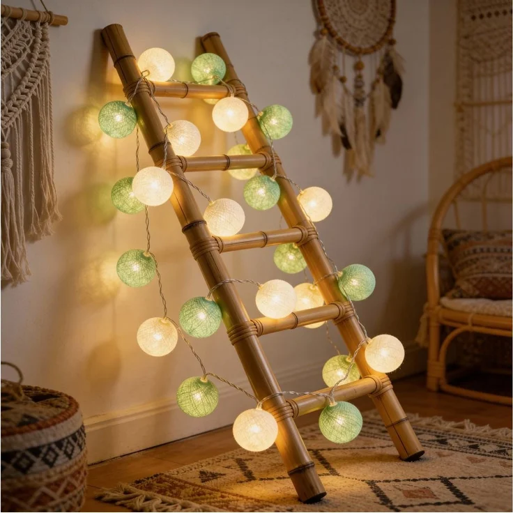 Guru-Shop LED-Lichterkette Stoff Ball Lichterkette, 20`er LED Kugel.. – Bild 2