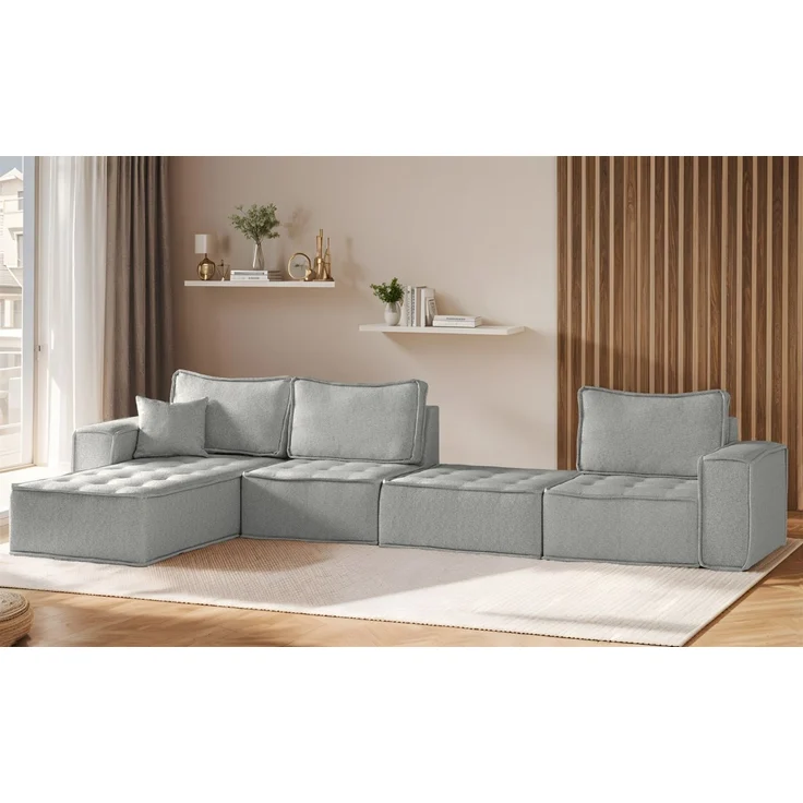 Polsterhocker Modul SANDE Stoff Alpine Hellgrau – Bild 4