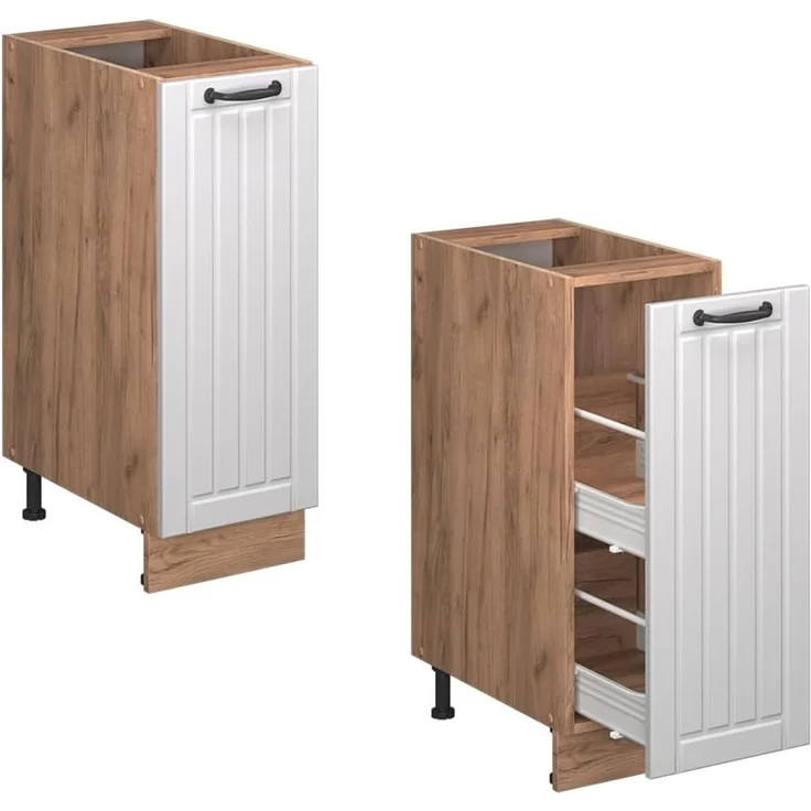Apothekerschrank Fame-Line Weiß Landhaus 30 cm , AP Eiche Vicco – Bild 6