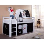 Relita Halbhohes Spielbett ALEX Buche massiv weiß lackiert mit Stoffset Pirat