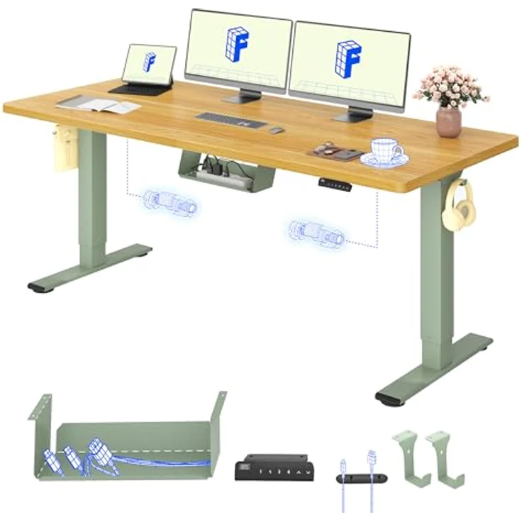 FLEXISPOT Höhenverstellbarer Schreibtisch mit 2 Motoren & 25MM EINTEILIGER Tischplatte 180x80 cm, Ergonomischer Bürotisch Elektrisch mit Kabelmanagement, Memory Funktion & Höhenanzeige – Bild 2