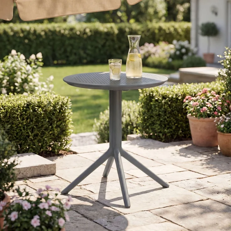 CLP Klapptisch wetterfest Sky klappbarer Gartentisch für den Außenbereich,Farbe:dunkelgrau;Form:rund – Bild 3