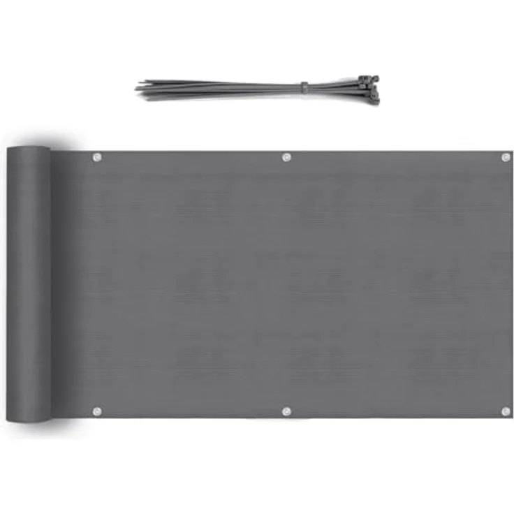 Sekey Balkon Sichtschutz HDPE 220g/m² | Wetterfest & Schnelltrocknend | Lichtdurchlässig & Blickdicht | 120x600cm, Anthrazit – Bild 1
