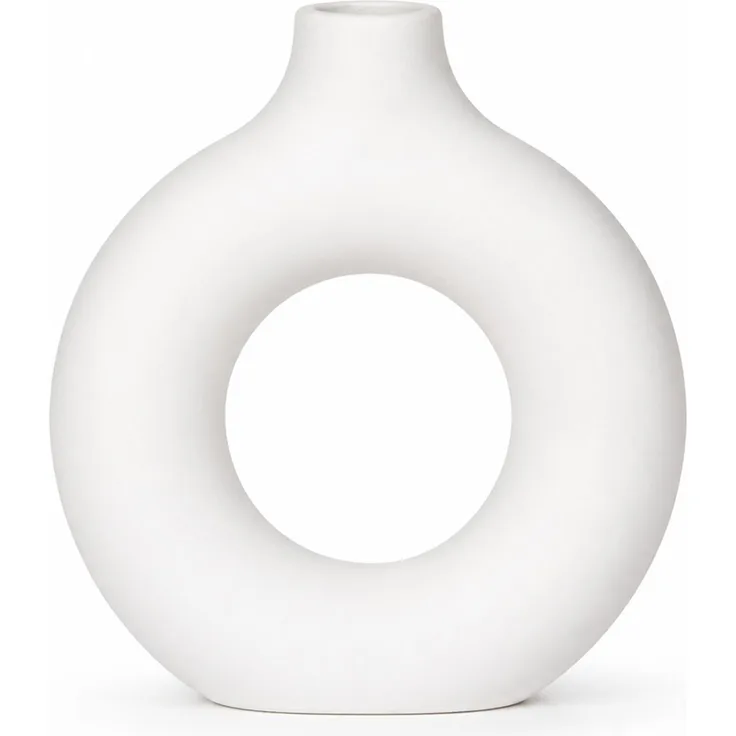 Dekorative Kunststoffvase in Donutform Schwarz 21 x 4,5 x 23 cm