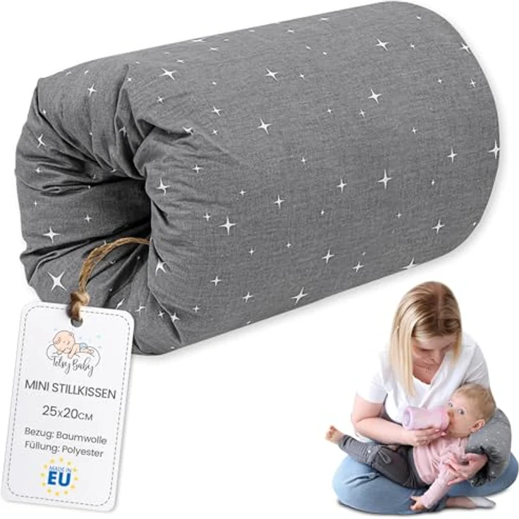 Stillkissen klein Breastfeeding und Nursing Pillow für unterwegs 20 cm - Stillmuff Armkissen und Lagerungskissen Baby Arm Still Kissen aus weicher Baumwolle Oeko-Tex Galaxie – Bild 2