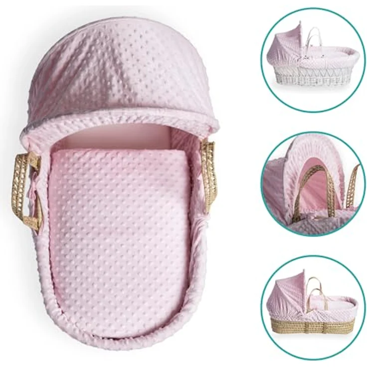 Clair de Lune Dimple Babykorb-Dressing-Set (Korb Nicht im Lieferumfang enthalten) – (Rosa) – Bild 5