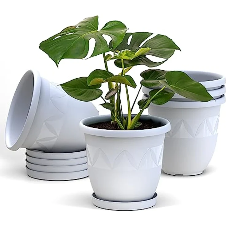 Plastard Pflanzkübel 3er, 5er, 10er Sets, Blumentopf mit passenden Untersetzer 15 - 40 cm (5 St, Blumenkübel ist Witterungs-, frost- und UV-beständig) – Bild 2