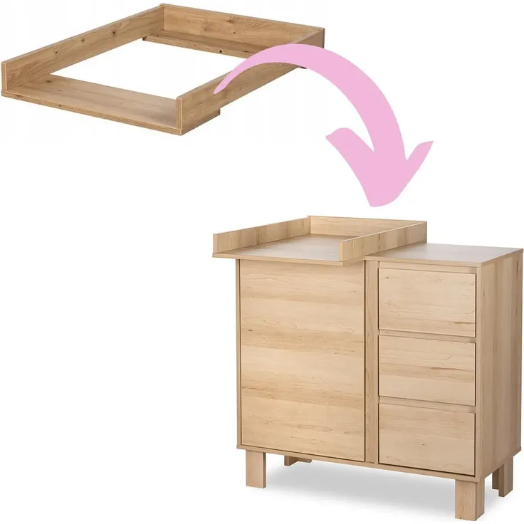 Sleepyshop24 Wickelaufsatz für Kommode Buche - Holz Wickelbrett für Baby 70x50 cm - Stabiler Wickeltischaufsatz Natur, Bronze
