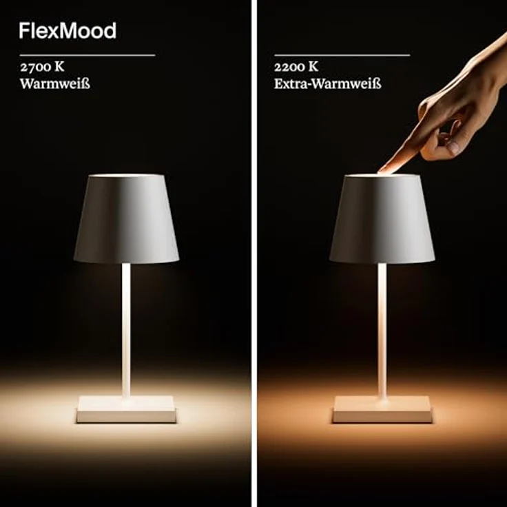 Sigor Nuindie mini LED-Akku-Tischleuchte, kabellose Leuchte mit IP54 Schutz, 12 Stunden Akkulaufzeit, dimmbar, pulverbeschichtet – Bild 3