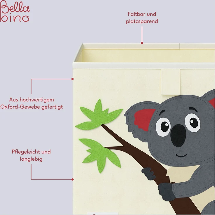 Bellabino 'Helme' Aufbewahrungsboxen, Affe/Löwe/Koala/Fuchs, beige, 4er-Set – Bild 4