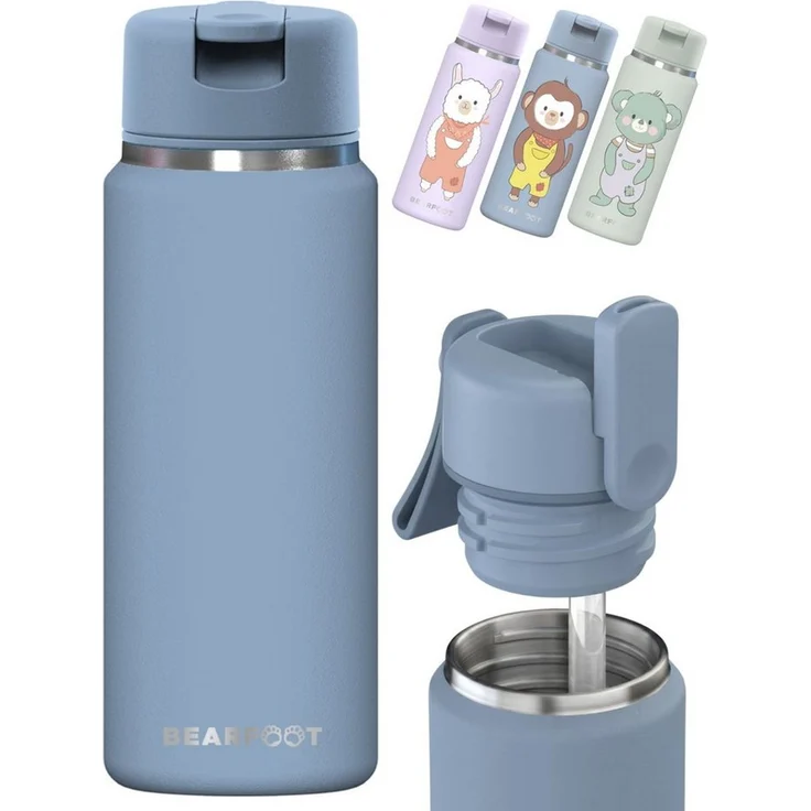 BEARFOOT Trinkflasche TINY Thermo Kinder Trinkflasche Edelstahl - blau, Thermosflasche, auslaufsicher, Edelstahl, Kinderflasche, BPA-frei – Bild 1