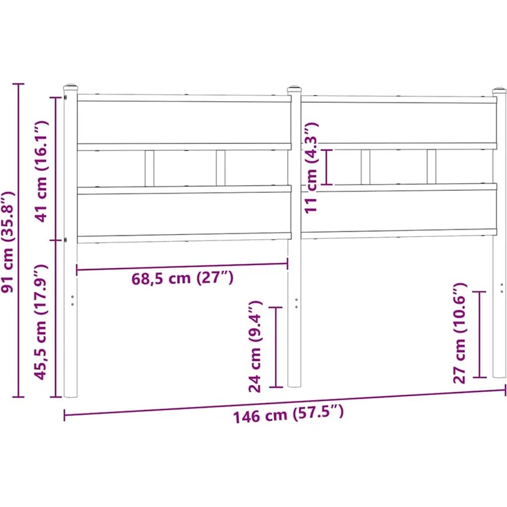 vidaXL Ersatz-Kopfteil Braun Eichen-Optik 140 cm Stahl und Holzwerkstoff – Bild 5