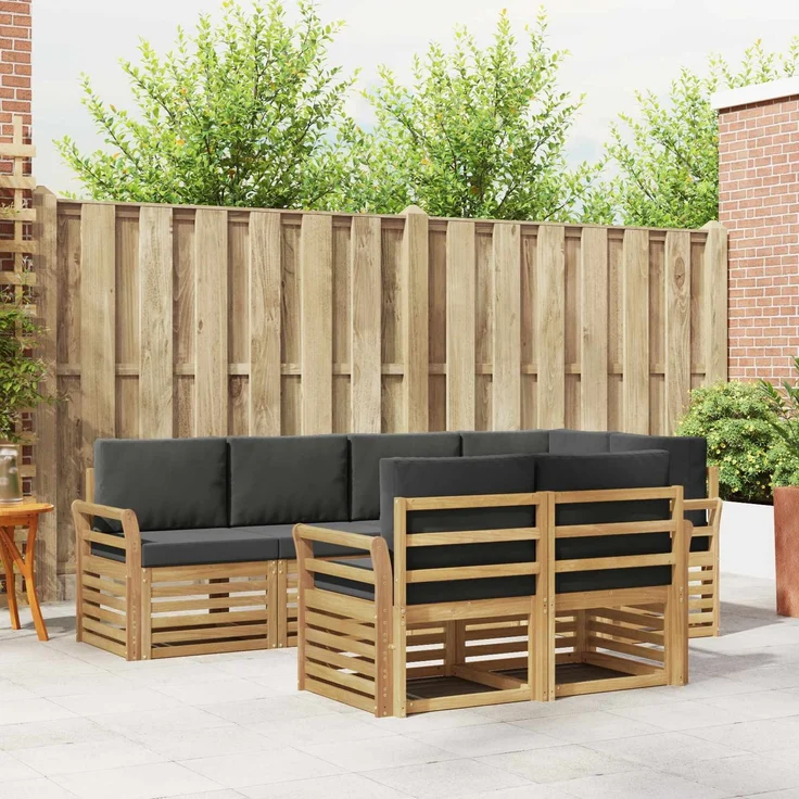vidaXL Outdoor-Sofagarnitur 7 stk. 7-Sitzer Weiß und Anthrazit 3391997 – Bild 1