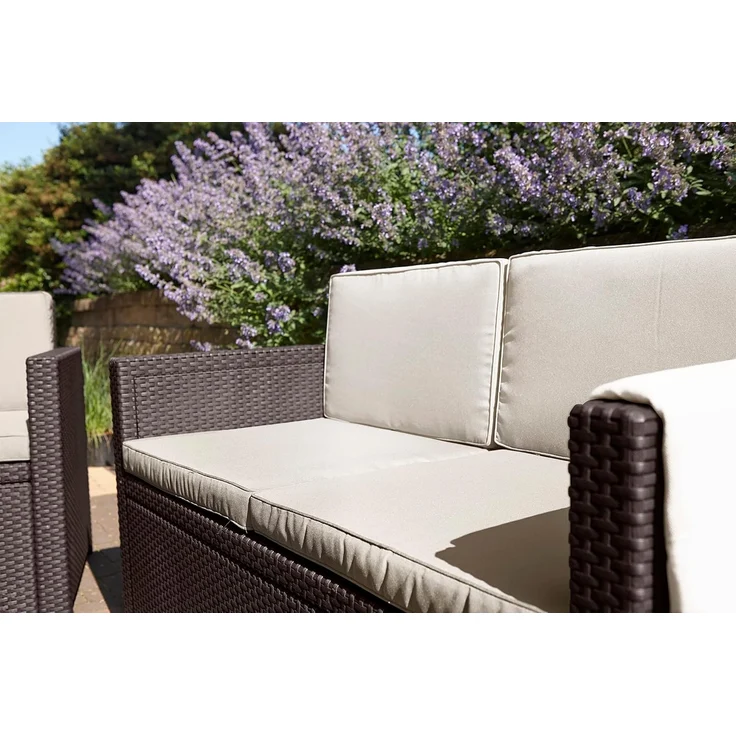 Allibert by Keter Gartenlounge Sofa Victoria, braun/taupe, 2-Sitzer, inkl. Sitz- und Rückenkissen, Kunststoff, flache Rattanoptik – Bild 6