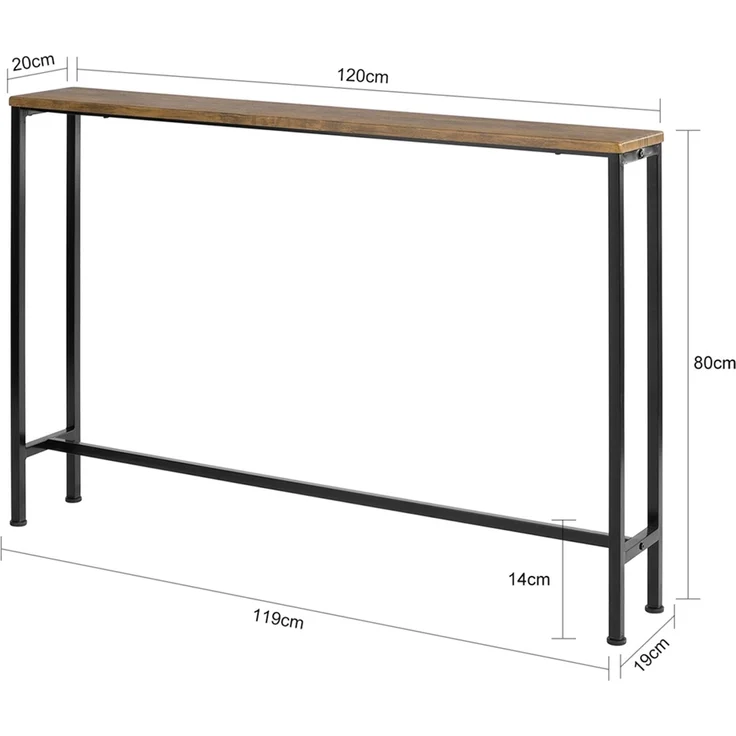 SoBuy FSB19-XL-N Konsolentisch Flur, Metall, PVC-Beschichtung, Braun, 120 x 65 x 20 cm – Bild 3