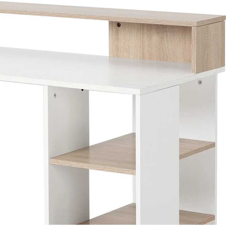 Computerschreibtisch mit 2 Schubladen, Schreibtisch mit Stauraum, 137 x 55 x 92 cm, offene Regale und Ablage – Bild 9