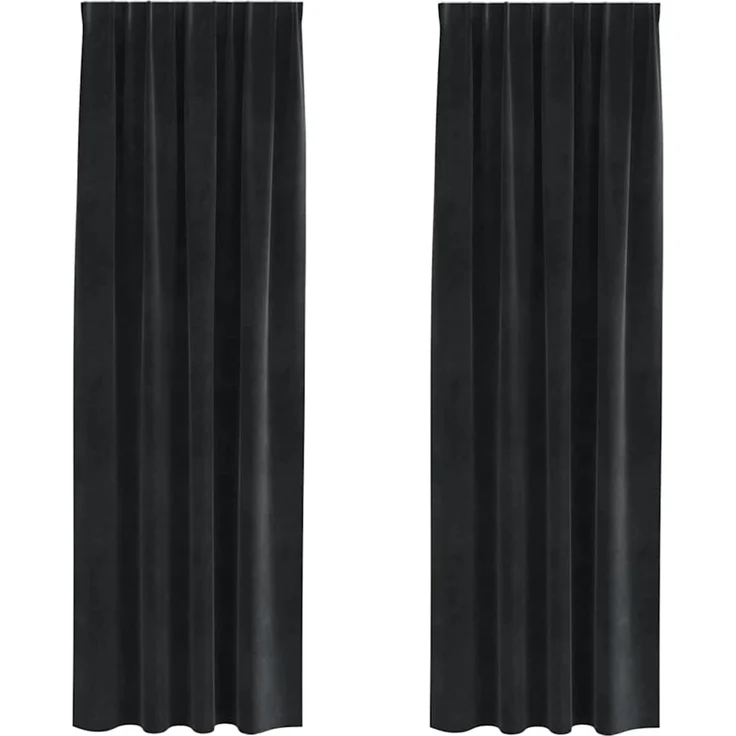 vidaXL Vorhänge 2 stk. Schwarz 140 x 260 cm Samt 4107172 – Bild 2