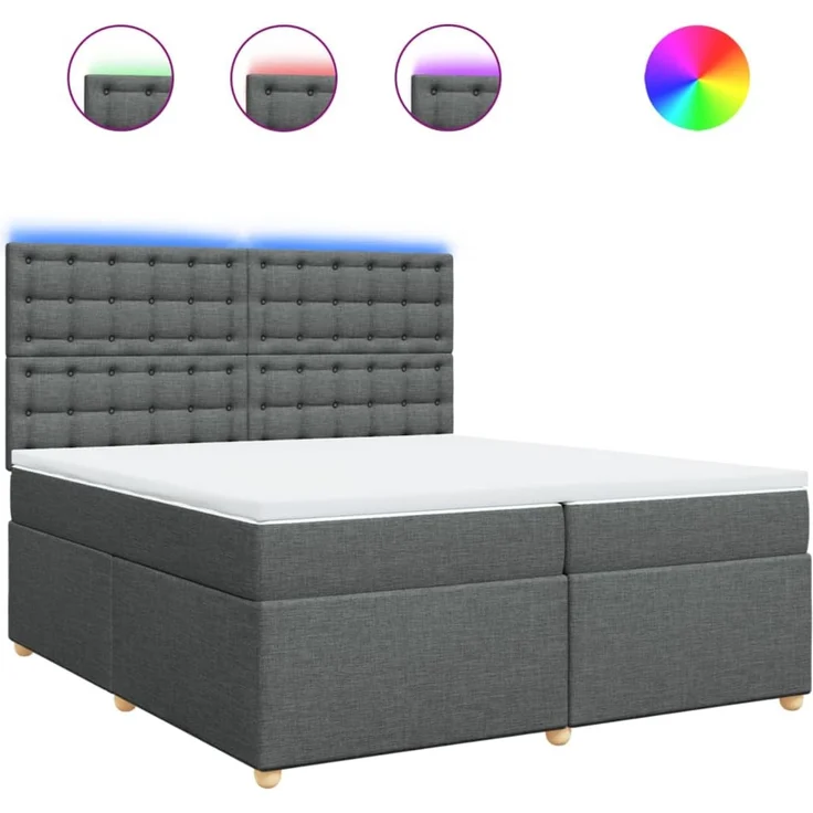 vidaXL Boxspringbett mit Matratze Dunkelgrau 200x200 cm Stoff 3293702 – Bild 2